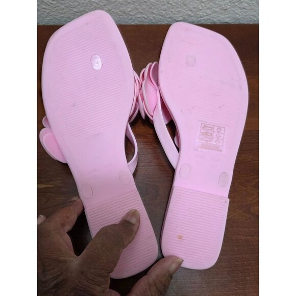 Jeffrey Campbell Fleuris Jelly Thong Flip Flop Pink Flower Slide Sandals Size 9 - Picture 7 of 7